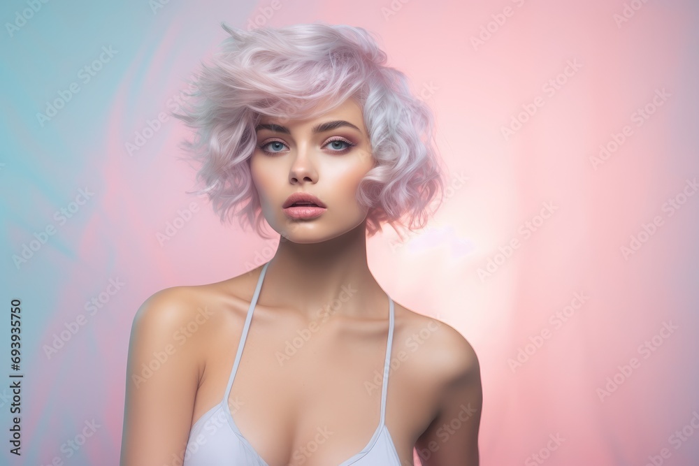 Transexual model in a dreamy pastel-toned photoshoot. Transexual model in a dreamy pastel-toned photoshoot.