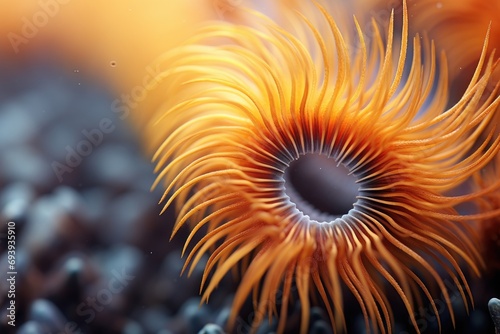 Ultra macro shot of a feather duster worm photo