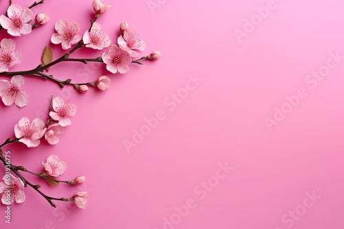 Charming pink backdrop bursting with beautiful flowers © ibhonk