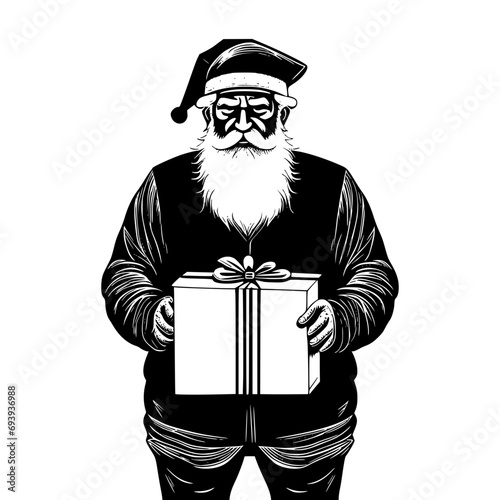 santa claus with gift box