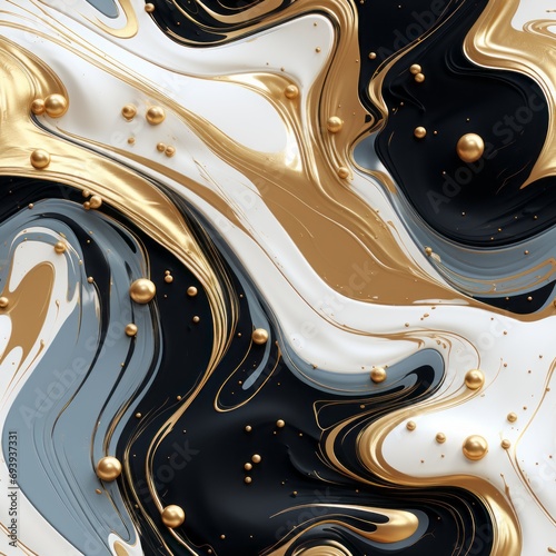 Seamless Liquid Marble Surface with Gold Detailed Texture