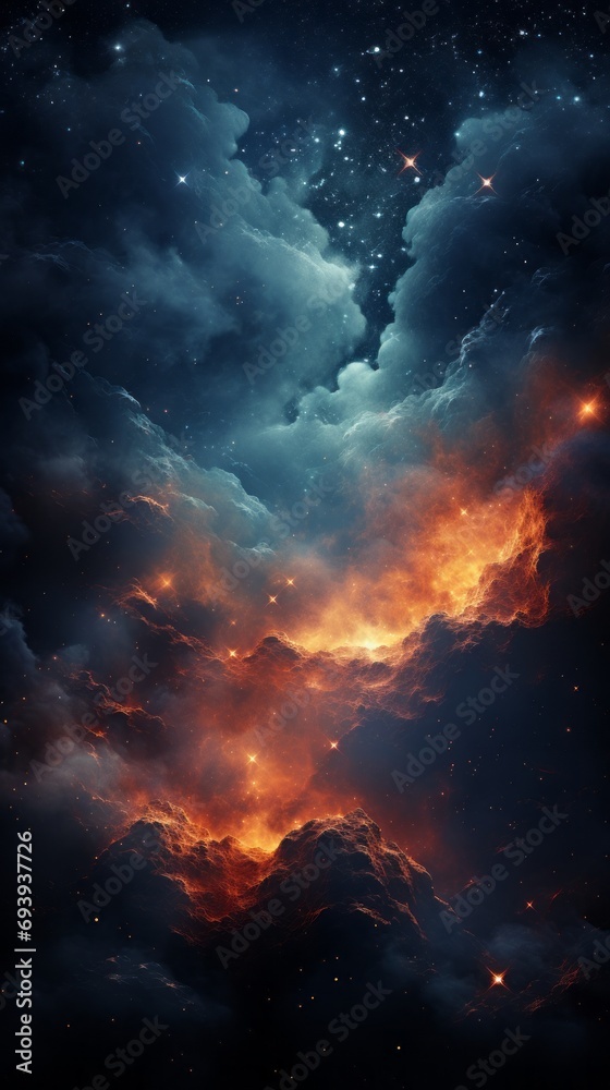 Nebula Space: Blue and Orange Background