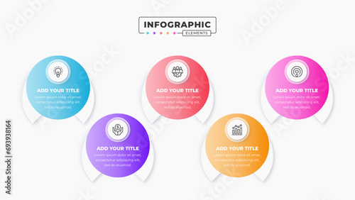 Vector presentation circle infographic design template with 5 steps or options