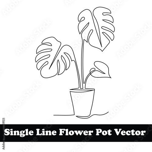 Single Line Flower Pot Vector Design Creative Concept: Elegance in Simplicity! 