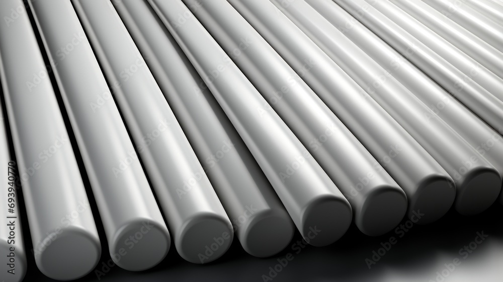 A towering stack of pristine white rods, each one a tool of precision and creativity in the mundane world of office supplies A towering stack of pristine white rods, each one a tool of precision and creativity in the mundane world of office supplies