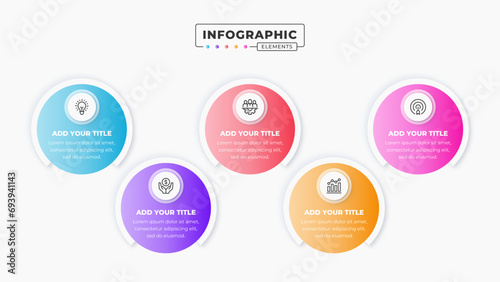 Vector presentation circle infographic design template with 5 steps or options