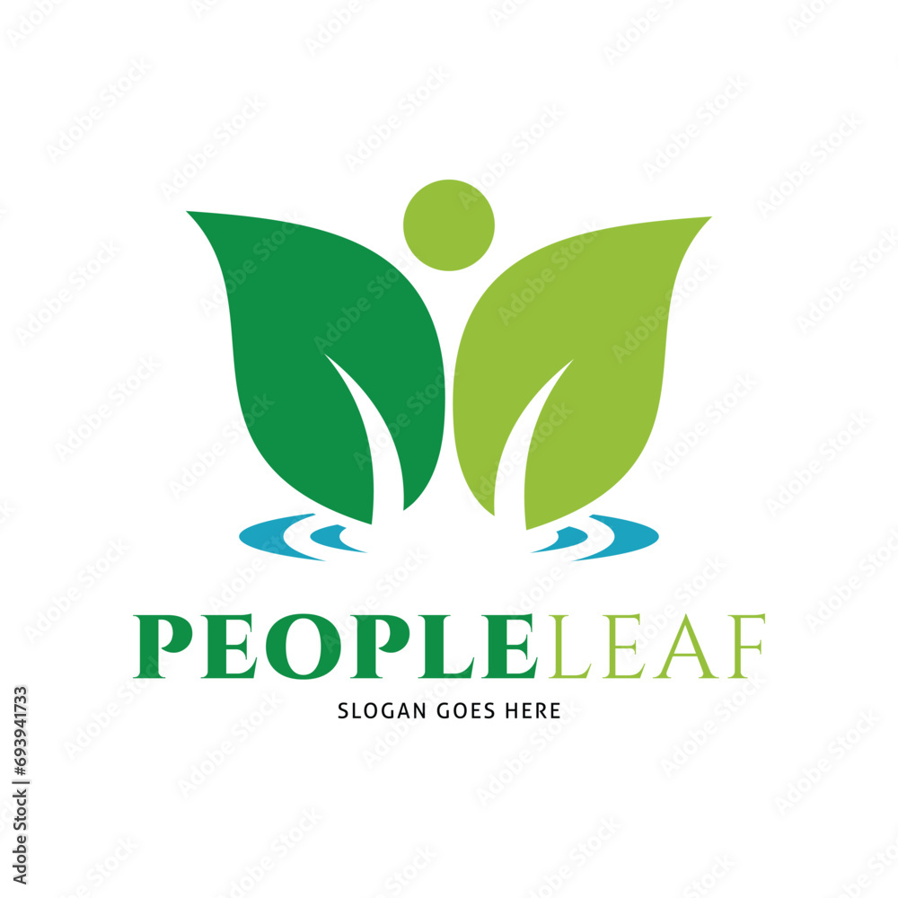 People Leaf Icon Vector Logo Template Illustration Design