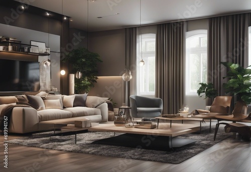 Interior of modern living room 3d rendering © ArtisticLens