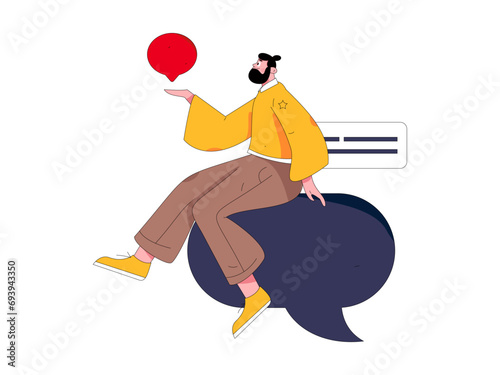 Virtual characters social communication concept business flat vector hand drawn illustration
