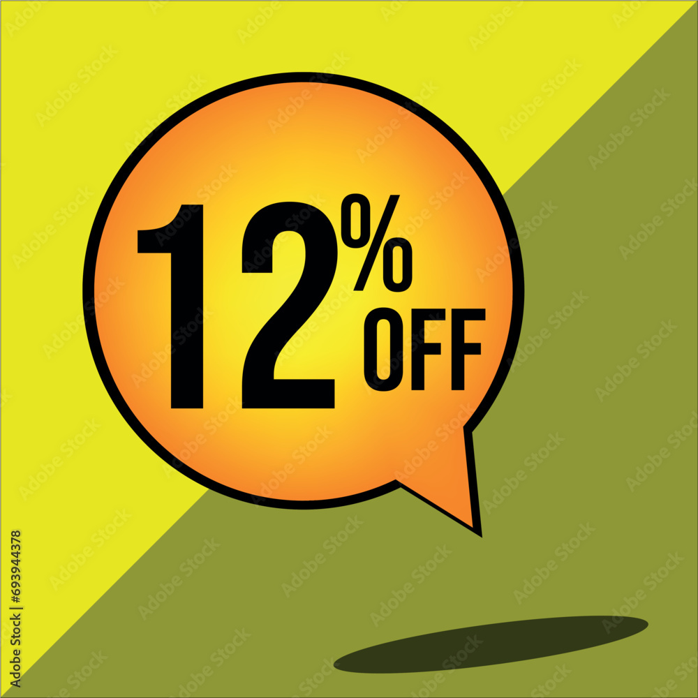 12% off a yellow balloon with black numbers 12% off a yellow balloon with black numbers