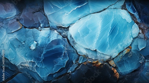Captivating strokes of turquoise paint mimic the glacial beauty of nature's abstract masterpiece, a frozen blue rock