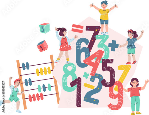 Fun and interactive ways to learn numbers and mathematics. Effective strategies and resources to help child succeed in their math education banner or poster concept.