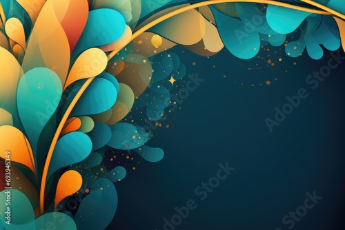 abstract background with blue and orange leaves,  