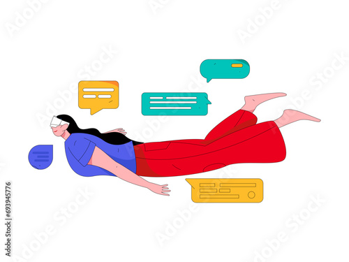 Virtual characters social communication concept business flat vector hand drawn illustration
