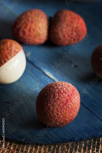 Healthy Organic Red Lychee on a Background