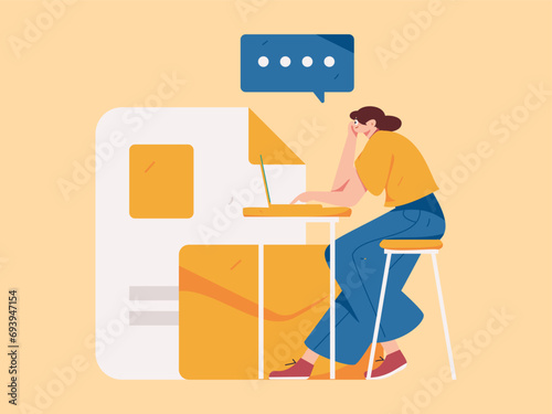 Virtual characters social communication concept business flat vector hand drawn illustration

