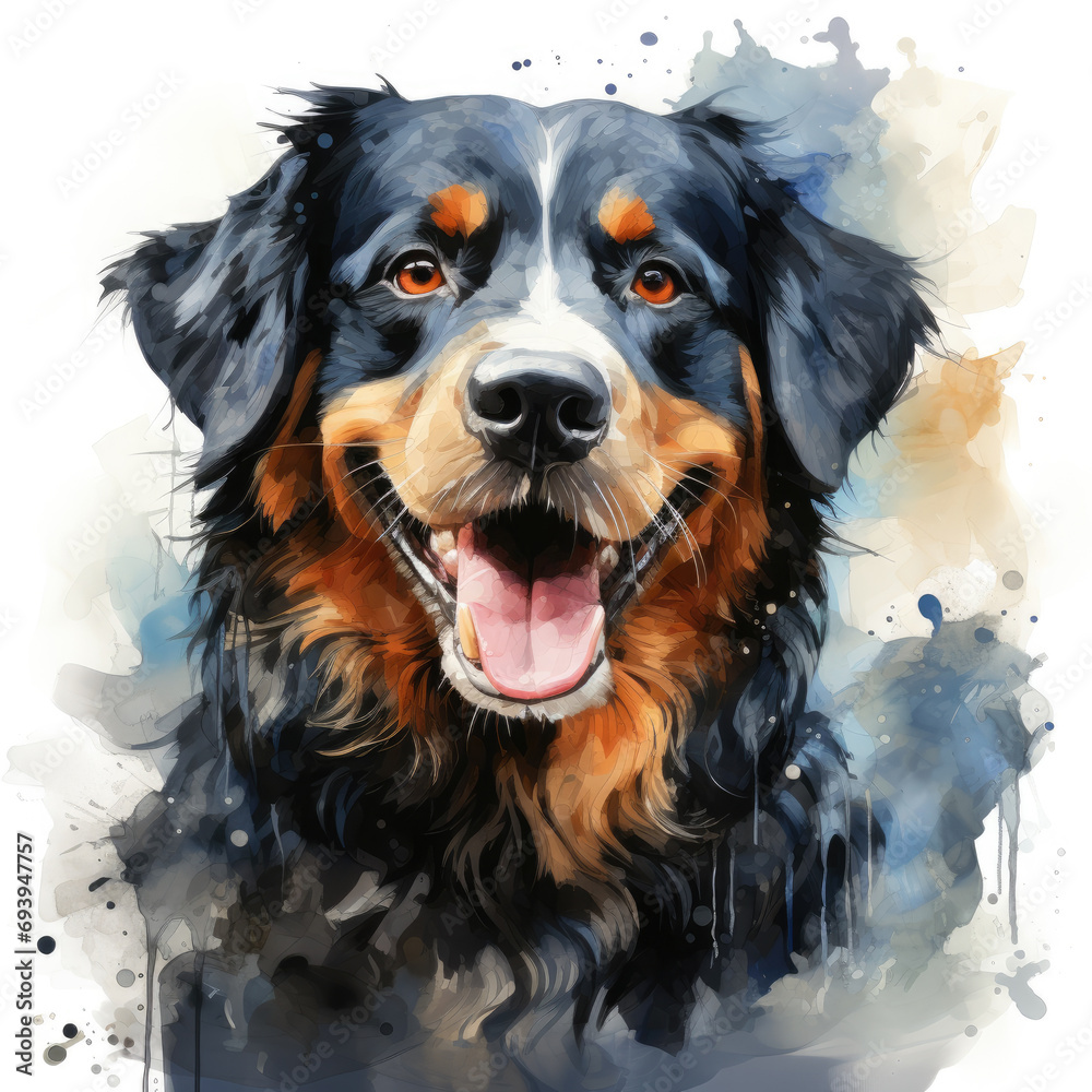 watercolor Bernese Mountain Dog clipart, Generative Ai