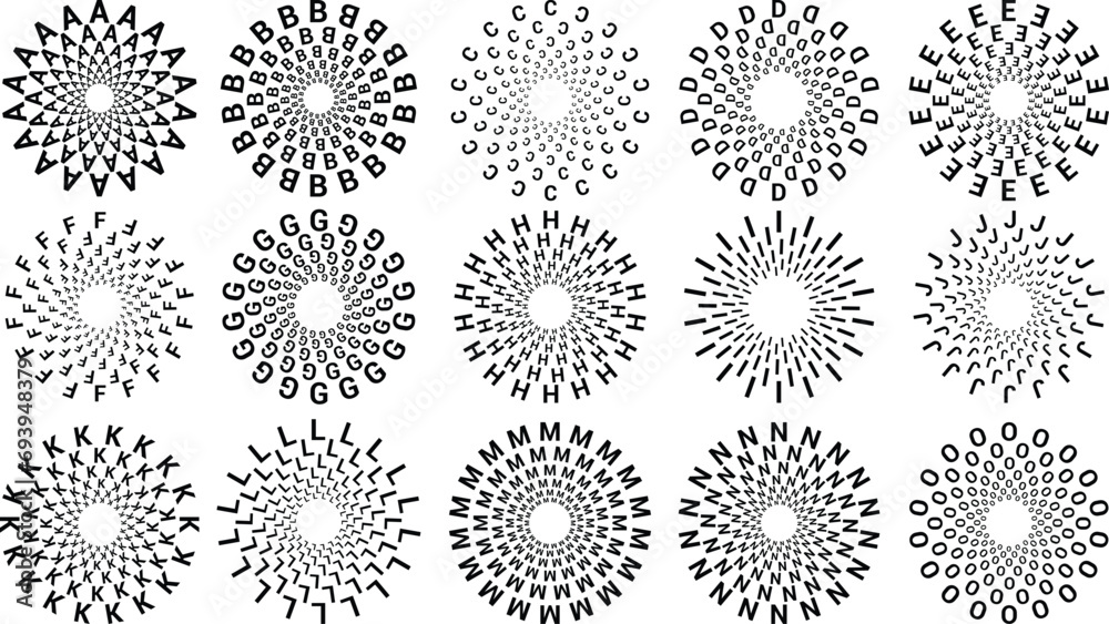 swedias alfabet ADCD FROM Abstract geometric circle patter ns Elements for design. Circle design elements patter illustration vector image design