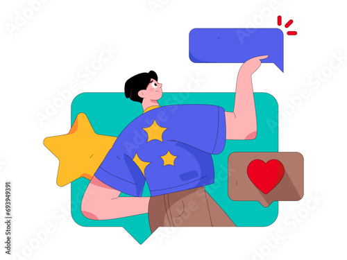 Virtual characters social communication concept business flat vector hand drawn illustration
