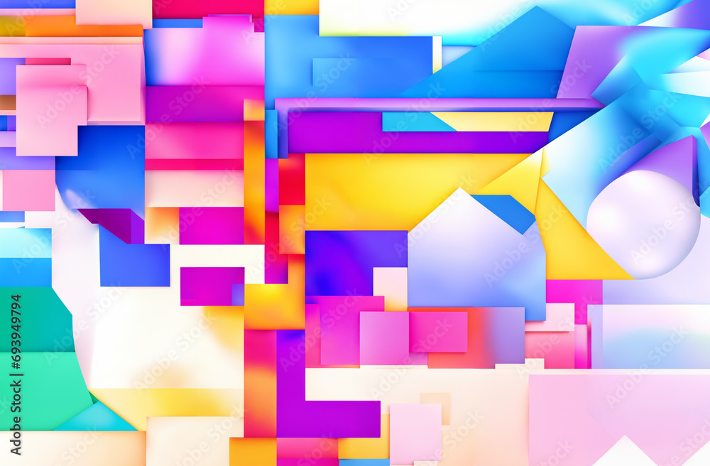 Naklejka premium Abstract colourful geometric background. Generative ai. Copy space for your text or decoration. Bright modern backdrop.