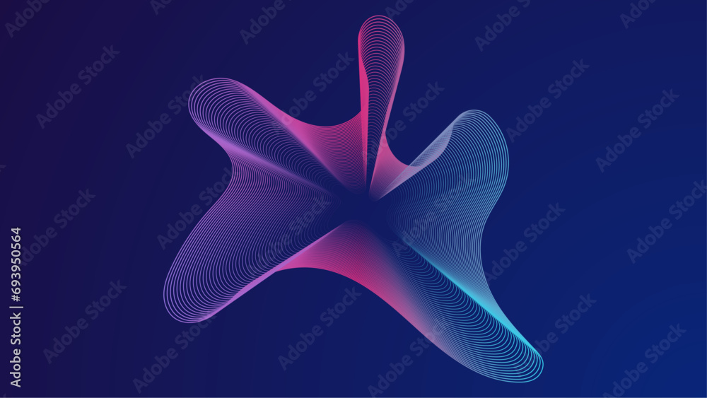 Naklejka premium Blue and purple violet abstract dynamic colorful flowing lines light design. Sound wave background. Vector illustration of music, technology concept