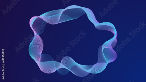 Blue and purple violet music soundwave background design. Sound flyer with abstract gradient line waves