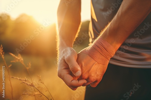 A touching moment captured as a man holds a woman's hand in a beautiful field. Perfect for illustrating love, connection, and companionship. Suitable for various projects