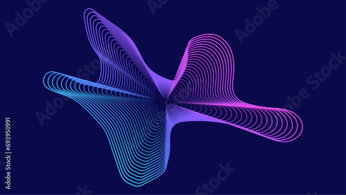 Blue and purple violet music soundwave background design. Sound flyer with abstract gradient line waves