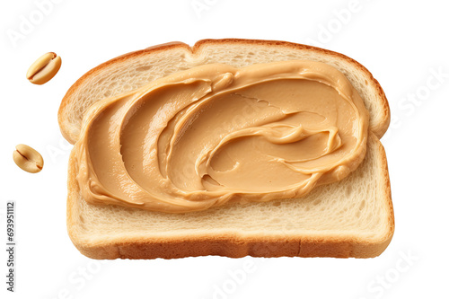 Slice of Bread with Peanut Butter isolated on Transparent Background - A Tasty Peanut Butter Snack, PNG photo