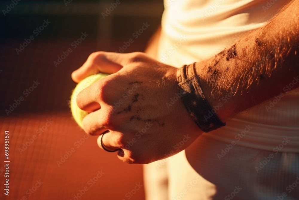 A man holding a tennis ball and a tennis racquet. Suitable for sports and fitness-related projects A man holding a tennis ball and a tennis racquet. Suitable for sports and fitness-related projects