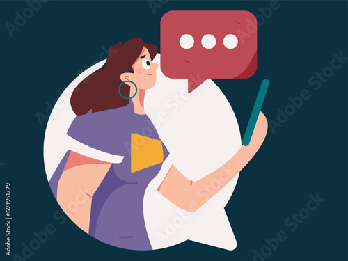 Virtual characters social communication concept business flat vector hand drawn illustration
