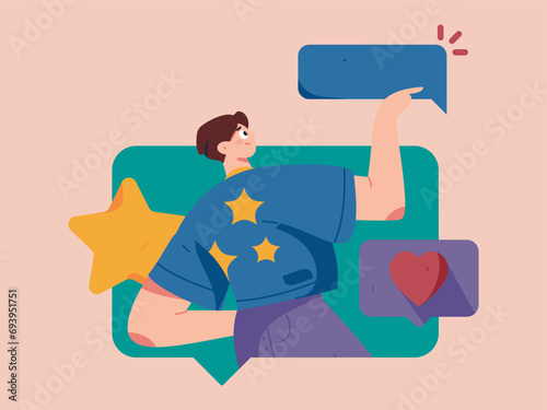 Virtual characters social communication concept business flat vector hand drawn illustration
