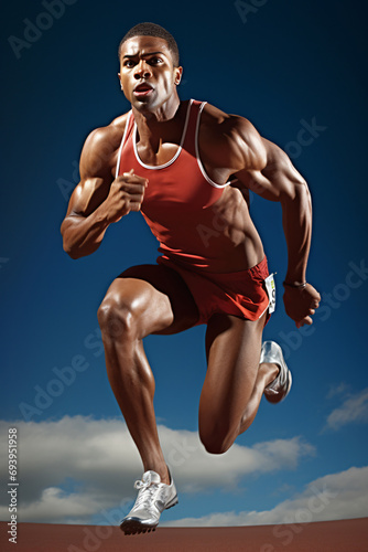 Athlete Running on a Track, Symbolizing Speed, Endurance, and Determination