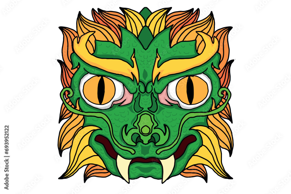 Green Dragon Beast Head Vector Art Sublimation