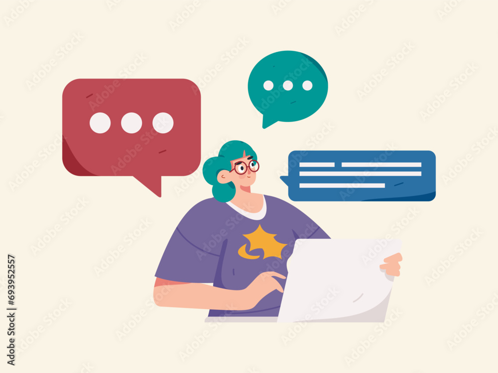 Virtual characters social communication concept business flat vector hand drawn illustration
Virtual characters social communication concept business flat vector hand drawn illustration
