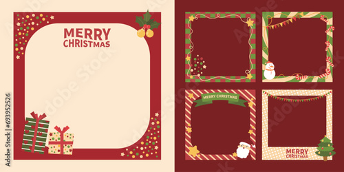 set of christmas banners, instagram poster template