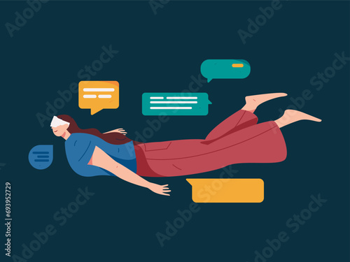 Virtual characters social communication concept business flat vector hand drawn illustration
