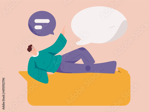 Virtual characters social communication concept business flat vector hand drawn illustration

