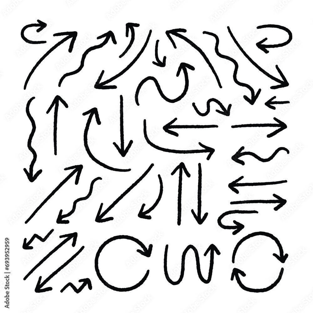 Set of arrow hand drawn vector Set of arrow hand drawn vector