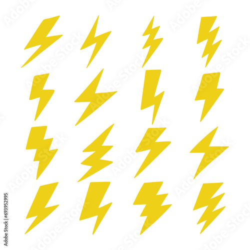 Set lightning bolt vector