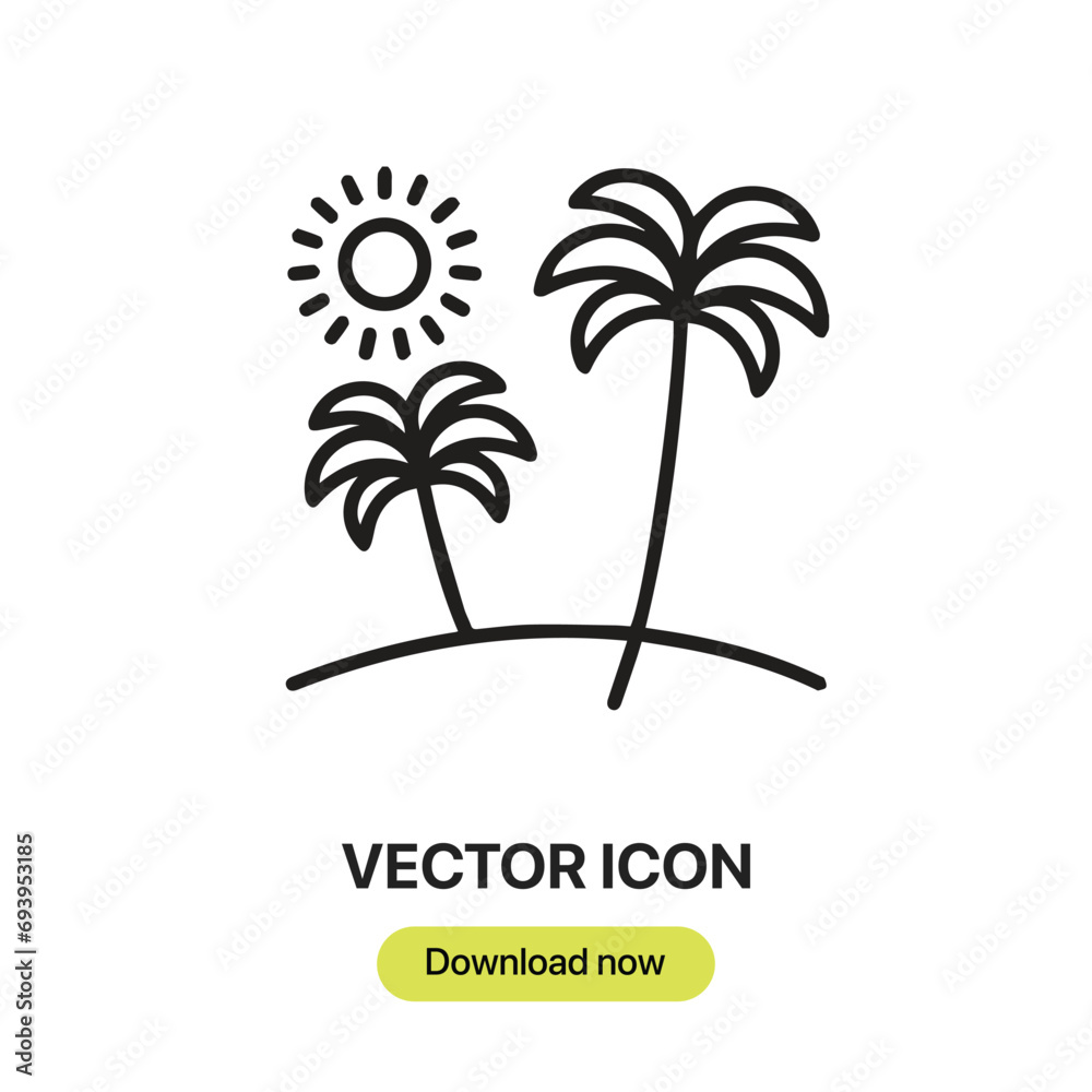 Beach icon vector. Linear-style sign for mobile concept and web design. Beach symbol illustration. Pixel vector graphics - Vector.