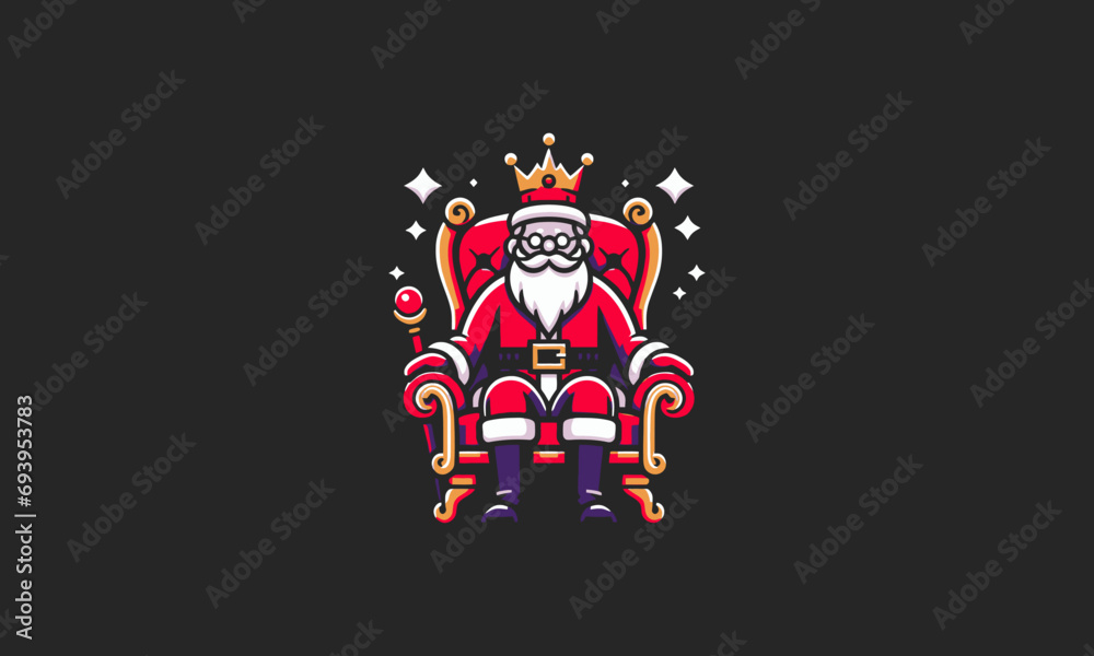 santa shit on chair king vector mascot design