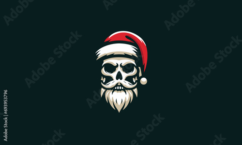 head skull wearing hat santa vector mascot design