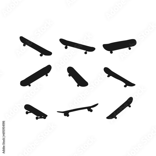 set of skateboard vector silhouette