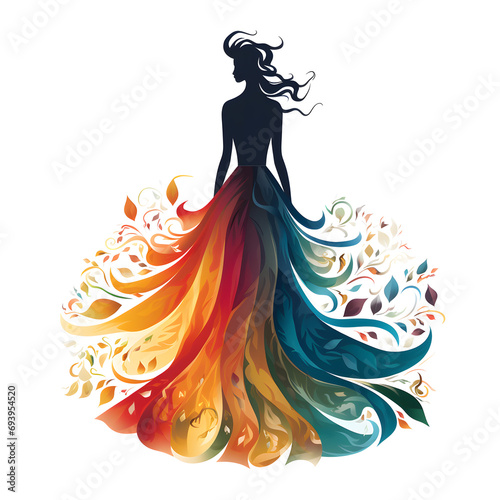 Happy woman with rainbow color hair vector logo isolated on white. girl pride month vibe lgbtq community. Smiling female character enjoys her freedom and life. Body positive health care concept