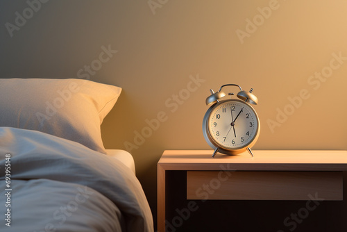 Alarm clock on bed