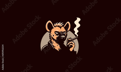 hyena smoking vector illustration mascot design