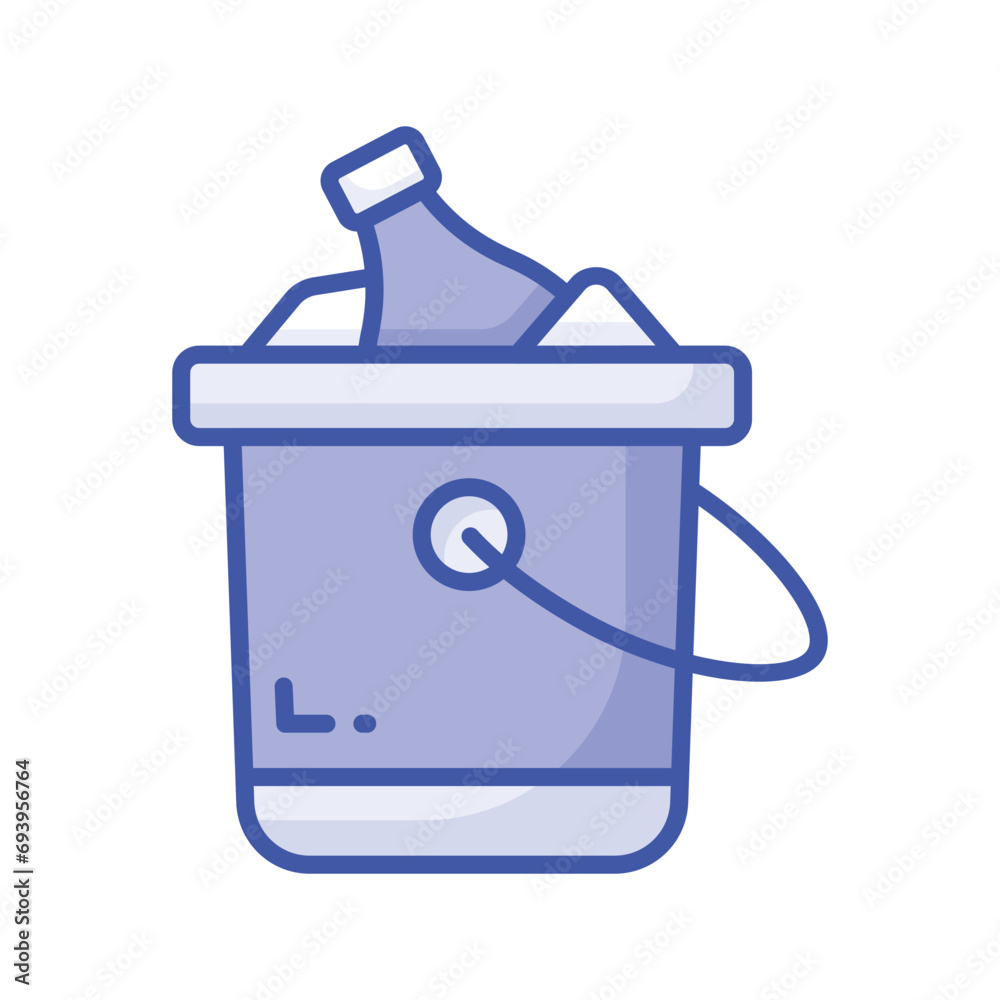 Editable icon of wine bottle bucket, beer bottles inside ice bucket Editable icon of wine bottle bucket, beer bottles inside ice bucket