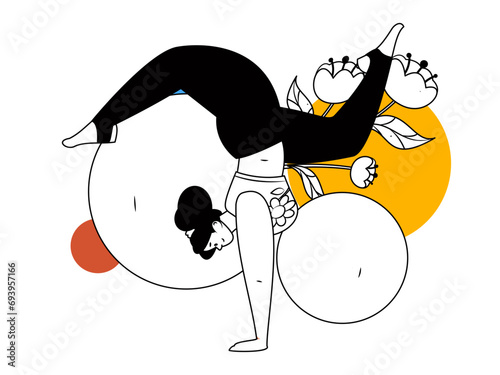 Practicing yoga, physical and mental health, flat vector character concept, operation hand drawn illustration
