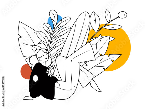 Practicing yoga, physical and mental health, flat vector character concept, operation hand drawn illustration
